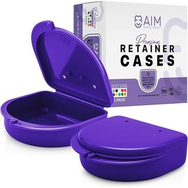 2 Pack Retainer Case, Perfect Retainer Holder with Vent Holes, Mouth Guard Case, Aligner Case, Retainer Cases - Purple