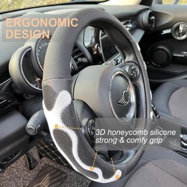 PINCTROT Large Size Comfy Grip Steering Wheel Cover, Anti-Slip Design, 15.5-15.75 Inch(Silicone White)