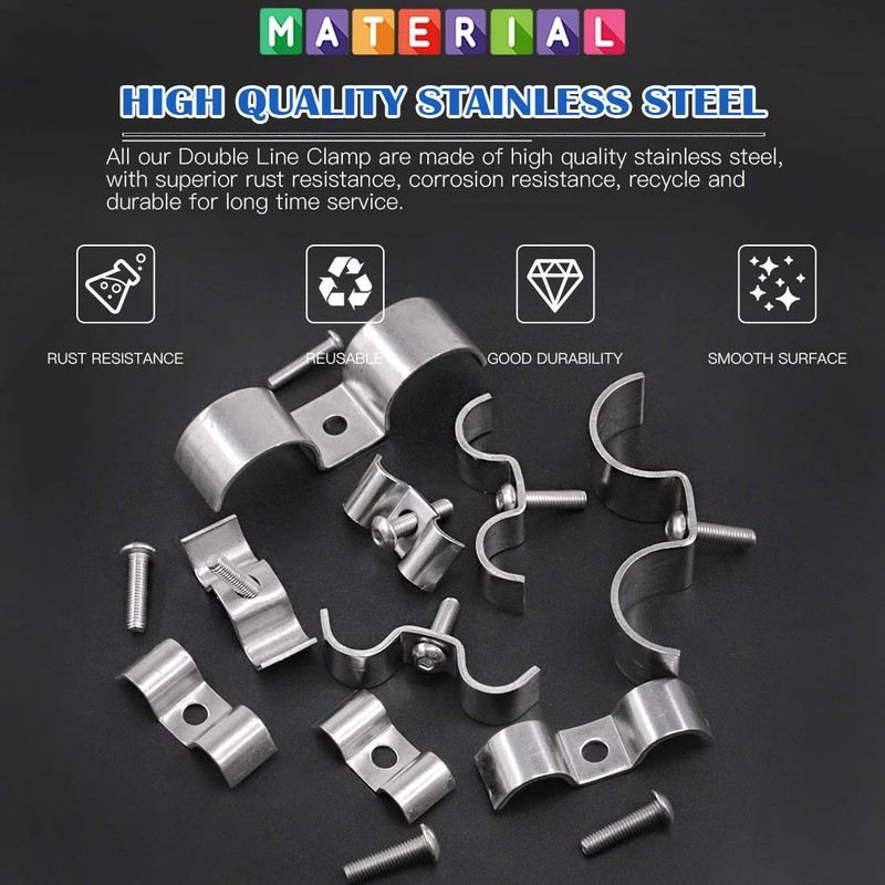 Glarks 50Pcs 5/16" 3/8" 1/2'' 5/8" 1" Stainless Steel Double