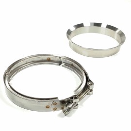 JDMPARTSHOP 5" Exhaust V-Band Flange+Clamp for Borg Warner S400 S475 S480 w/ T6 Housings