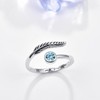 Birthstone Adjustable Open Feather Ring 925 Sterling Silver Birth Stone