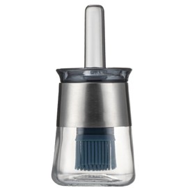 Oil Bottle Brush, 9 oz Olive Dispenser Bottle with Brush,Silicone Basting Brush Oil Separator for Cooking, Glass Oil Dispenser for Kitchen Barbecue Sauce Grill Frying (Blue,270 ml)