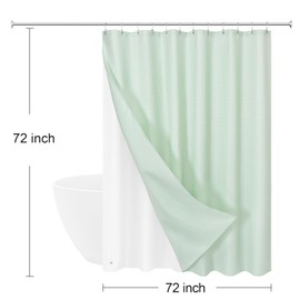 Craidlela 3 in 1 Shower Curtain Set, Mint Green Waffle Shower Curtain and PEVA Liner Set with 12 Stainless Steel Shower Curtain Hooks, Waterproof Shower Curtains for Bathroom, 72 W x 72 H