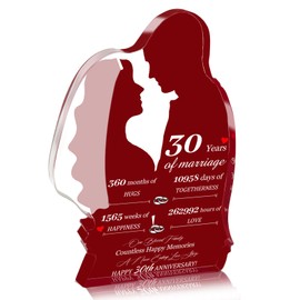 30th Wedding Anniversary Decorations 0.6" Thickness Acrylic, 30 Year Anniversary Wedding Gifts for Couple, 30 Year Of Marriage Keepsake Wife Gifts from Husband Valentines Day Anniversary Presents