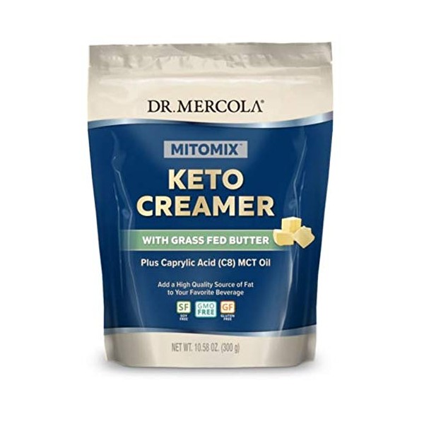 Dr. Mercola MITOMIX Keto Creamer with Grass Fed Butter, 15 Servings, (1 Bag), MCT Oil, non GMO, Gluten Free, Soy Free