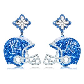 Football Earrings for Women Game Day Glitter Football Helmet Dangle Earrings Football Team Spirit Sports Earrings Jewelry Gift for Football Mom Fans, Leather, No Gemstone