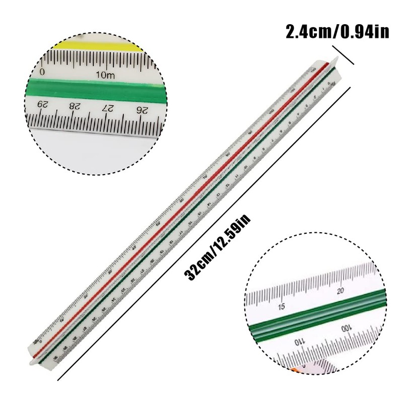 1 Piece Scale Ruler, Triangular Ruler Metric for Architects and
