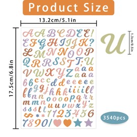 3540 Letter Stickers 30 Sheets Alphabet Stickers 0.5in Vinyl Self-Adhesive Number Alphabet Stickers, Mailbox Numbers Labels DIY Crafts Art Making,Decals for Sign,Notebook(Handwriting,Multiple Colors)