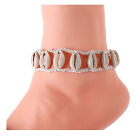 Shell Anklet Bracelet Boho Layered Conch Anklet Hawaiian Braided Shell Summer Foot Jewellery for Women Girls