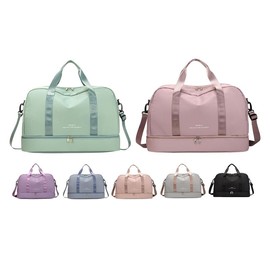 Unisex Large Capacity Travel Bag Easy Carrying Vacation Travel Bag With Removeable Strap Multi Pockets - Color: Black