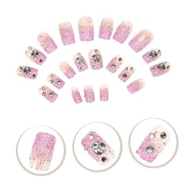 FOMIYES 24pcs Glitter Fake Nails Full Cover Artificial French Fingernails for Women and Girls for Weddings Parties and Special Occasions