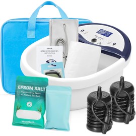 Ionic Foot Bath Detox Machine, Ion Detox Foot Bath Cleanse, LED Display Feet Spa with Heated Belt,Wrist Strap, with 2 Arrays, Sea Salt,10 Liners,Portable Handbag
