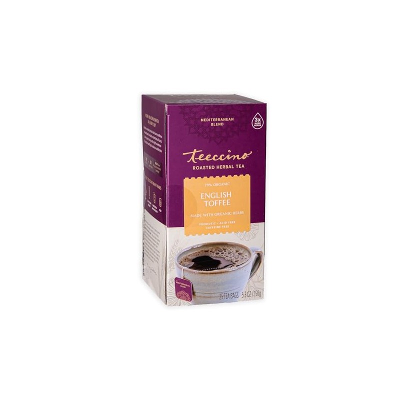 Teeccino English Toffee Herbal Tea - 25 Tea Bags -