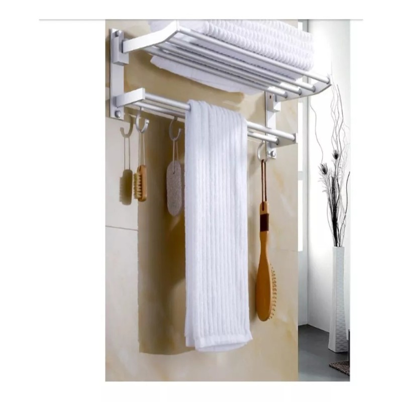 ArgenMex Toallero Repisa Barral Org De Baño Doble Aluminio Inoxidable