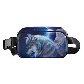 Wolf Fanny Pack for Women Belt Bag Lightweight Crossbody Bags Waterproof Waist Pouch for Traveling Walking Running Hiking Cycling