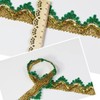 Length15 Yards，Width 4cm/1.57Inch, Gold & Green Sequins Lace Trim Craft