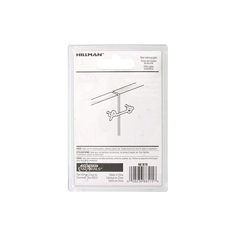 Hillman Hardware Essentials Hook and Eye Latch Zinc 1-1/2 Inch"-