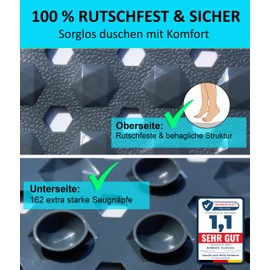 Blumbach® Shower Mat Non-Slip 53 x 53 cm - 100% BPA Free - Includes 2 Hooks for Hanging - Non-Slip Mat Shower & Bathtub, Shower Mat, Mould Resistant & Machine Washable