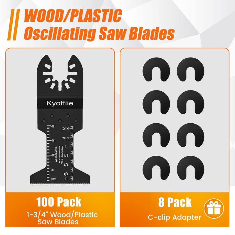 Kyoffiie 100Pcs Oscillating Saw Blades, 1-3/4" Quick Release Multi Tool