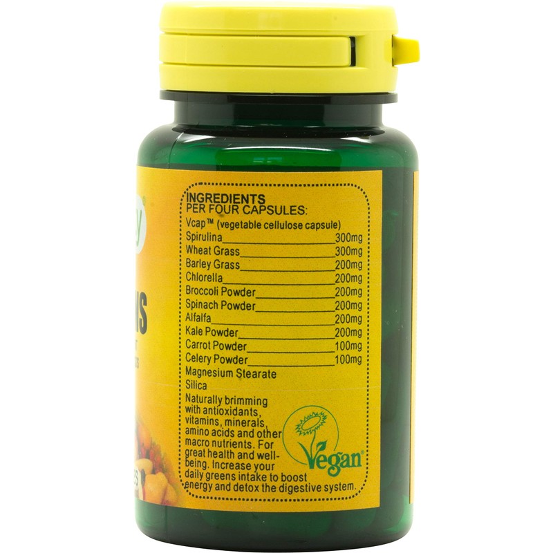 Veganicity SuperGreens 500mg Capsules : Superfood General Health & Well-Being