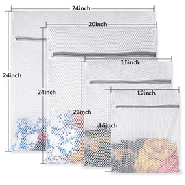 4 bolsas de lavandería de malla duradera de panal para delicados bolsas de lavado reutilizables (1XXL 24 x 24 pulgadas, 1XL 20 x 24 pulgadas, 1 grande 16 x 20 pulgadas, 1 mediano 12 x 16 pulgadas)