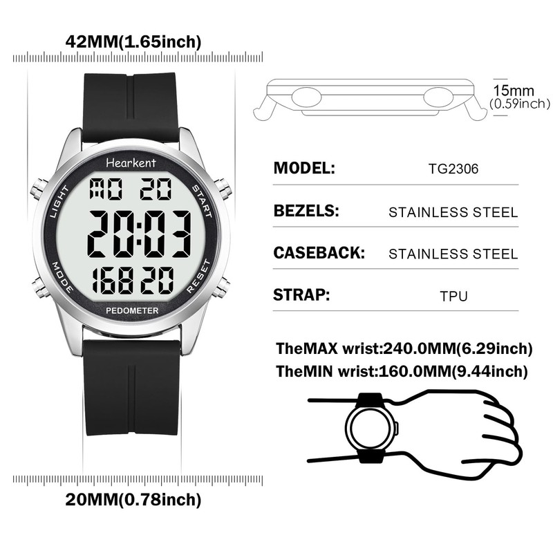 Pedometer Watch for Walking for Senior Non Bluetooth No App