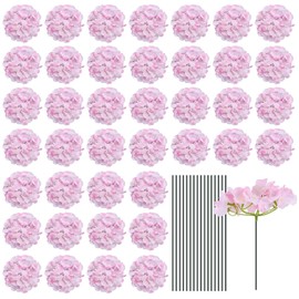 MECCANIXITY - Flores artificiales de seda para hortensias artificiales de color rosa claro con tallos y flores de hortensia completas para centros de mesa de boda, decoración de fiesta, juego de 30
