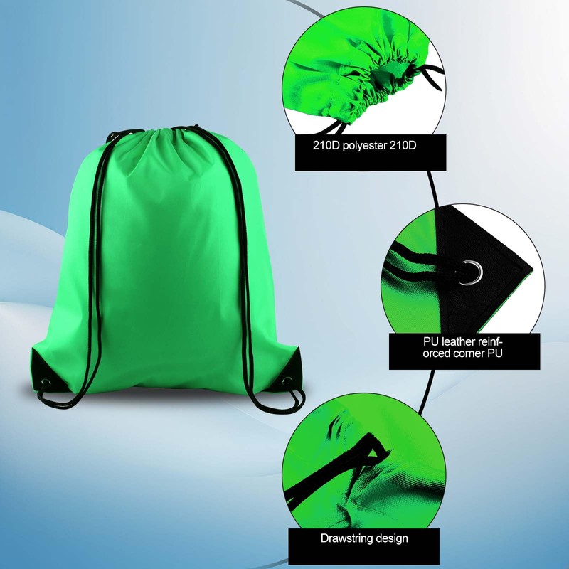 PLULON Green Drawstring Bags Drawstring Backpack Bulk, String Backpack Cinch