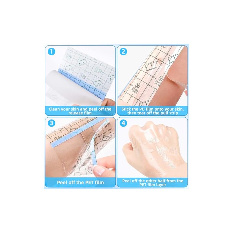 Second Skin Tattoo Cover, 50Pcs Waterproof PU Film Bandage for