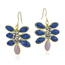 AeraVida Elegant Dragonfly Quartz Stone Healing Chakra in 925 Sterling Silver Dangle Drop Earrings, 30x50mm