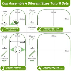 Cludoo 67pcs Garden Mesh Netting Kit,6 Sets Wide Garden Hoops with 10x20 ft Garden Covers Bird Netting& 12 Clips, Garden Protection for Raised Beds Greenhouse Vegetable Plants Flowers Animals