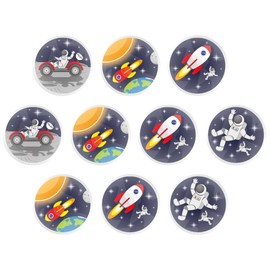 eMKay® Pack of 10 Space Bouncy Balls – Jet Balls (3.3cm) – 4 Assorted Outer Space Designs – Party Bag Fillers, Loot Bag Prizes & Fun Toys for Kids