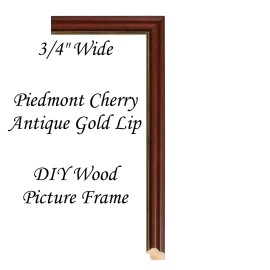 Framing Supply DIY CUSTOM CUT 3/4" Wide Piedmont Cherry w/ Gold Lip Wood Picture Frame Moulding