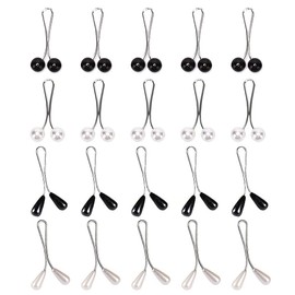 Nifocc 20pcs Muslim Scarf Clips Pins Faux Pearl Hijab Pins U Shaped Brooch for Women Lady Wedding Dress Boutonniere Decorative Headscarf Shawl Accessories - Black White Teardrop Spherical