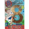GRANDSON AGE 8 EIGHT BIRTHDAY CARD WITH BADGE***9 X 6