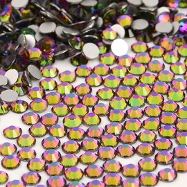 NCB Nancybeads 3000pcs Flatback Round Glass Nail Art Rhinestones Crystal for DIY Making Accessories Shoes, Clothes, Face Art, Bags, Manicure (Green Volcanic, SS3 3000pcs)