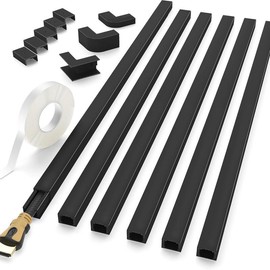 Cord Hider, 94in Cable Hider, One-Cord Cord Covers for Wall, Paintable Cable Cover Raceway, Wire Hiders for Tv on Wall, Wire Covers for Cords, Cord Cable Management, 6xL15.7 W0.59 H0.4in - Color: black