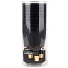 PLASTICPRO Disposable 12 oz Black Plastic Tumblers With Gold Band
