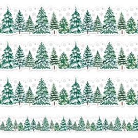 Whaline 32.8Ft Christmas Bulletin Board Border Watercolor Xmas Tree Snowflake Die Cut Trim Border Roll for Christmas Winter Decoration Supplies