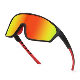 Feisedy Polarized Sunglasses Men Sports Sunglasses UV400 Polarized Lenses for Cycling Fishing Baseball Running Cycling Golf Goggles B1125, red