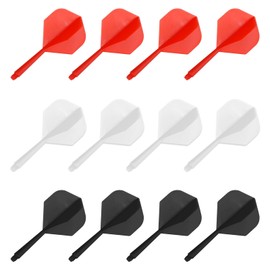 unillea 12Pcs Dart Shafts and Dart Flights Made of One Piece, All In One Dart Flights, Dart Accessories,Ideal for Professional and Casual Darts Players(black/red/white)