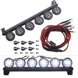 ShareGoo RC 6Led LED Light Bar Headlight Metal Roof Lamp Compatible with Traxxas TRX4 Axial SCX10 90046 D90 RC4WD 1/10 RC Crawler Car