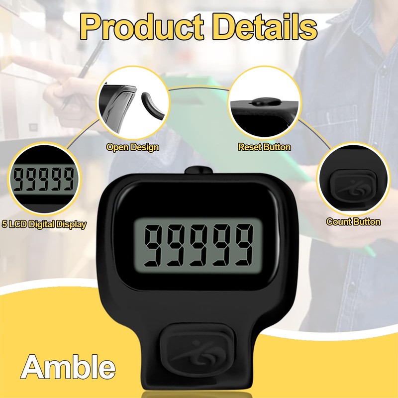 Amble Clicker Counter, Tally Counter, 6 Pack Electronic Finger Clicker