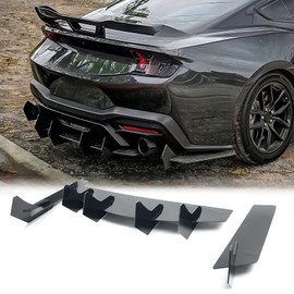 skkyoro Rear Bumper Diffuser for Ford Mustang 2015-2023 V2 Style Glossy Black ABS Rear Spoiler Lip Only Fit with Dual Exhaust Version（Drilling is Required） (for Dual Exhaust Version)
