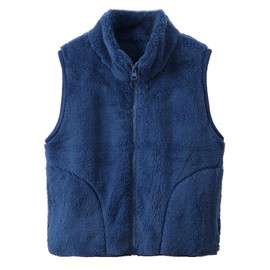 [Enfants Chéris] キッズ ボアベスト 男の子 女の子 親子服 子供服 紳士 レディース ふわふわ もこもこ 無地 起毛 春秋冬 柔軟 暖かめ ホットコット アウター 紺 170