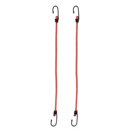 INFINAUTO Luggage Cords with Hooks 60cm Motorcycle Trailer Trucks Cargo Adjustable Bungee Cords with Metal Buckle Red 2pcs