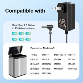 6V Power Adapter for iTouchless Automatic Sensor Trash Cans 2.5 to 23 Gallon, for Stainless Steel Trash Can NX SX MX RX HX RS RE, ACNXSX 8Ft Long Power Cord Supply