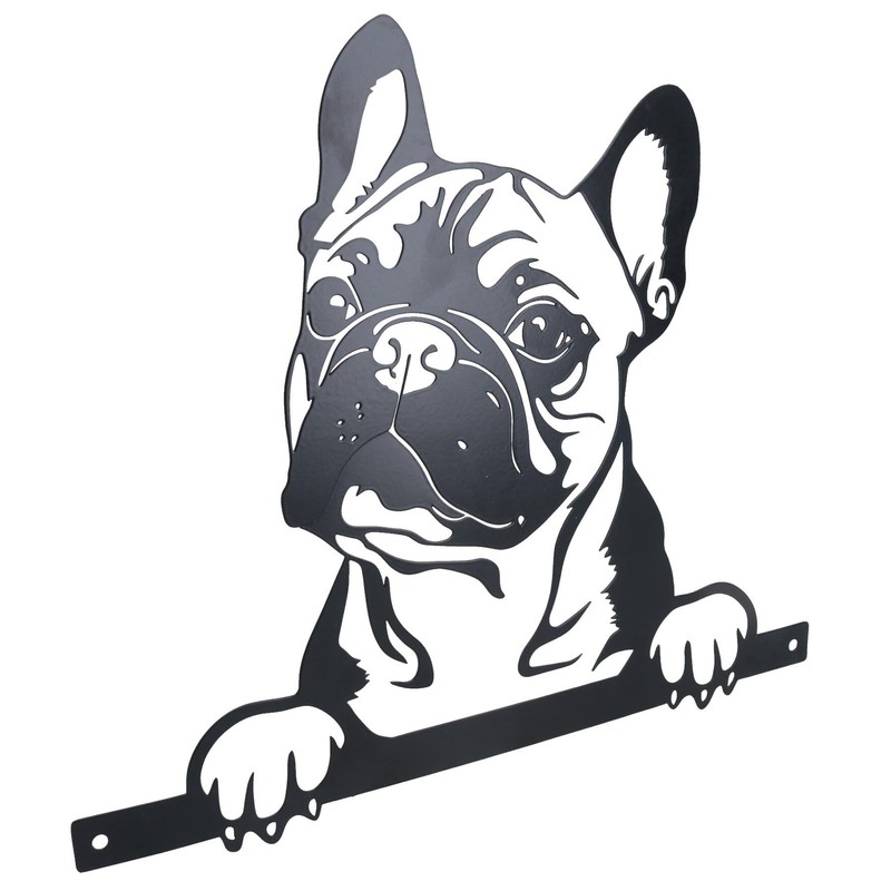 AB Tools Black Metal Peeking Frenchie Silhouette with Fixing Plate