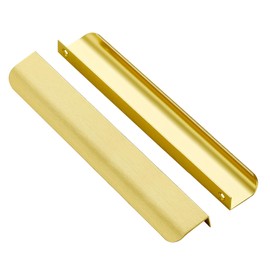 Ravinte 3 Pack Finger Pulls for Cabinets 192mm/7.5in Hole Center Tab Cabinet Handle Gold Finger Edge Pulls Concealed Handles for Kitchen Drawer Finger Cabinet Pulls 250mm/9.84in Length