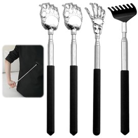 Pack of 4 Telescopic Back Scratchers, Extendable Scratcher Made of High-Quality Material, Ideal for Head and Back Massage, Durable and Gentle on the Skin